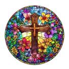 Quebra-cabeça de madeira Jigfoxy Stained Glass Cross para adultos 300 unidades