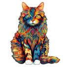 Quebra-cabeça de madeira WOODBESTS Maine Coon Cat para adultos 80 peças