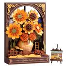Quebra-cabeça de madeira Wowood Van Gogh Golden Sunflower com luz LED