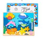 Quebra-Cabeça De Mdf 3D Infantil Educativo Com Quadro Branco Para Desenho