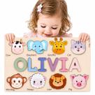 Quebra-cabeça de nome personalizado Woodartis para bebê com animais