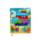 Quebra Cabeca Figura e Palavra MDF Toymix Barco 12 Pecas Brinquedo Educativo Recreativo