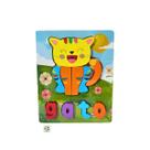 Quebra Cabeca Figura e Palavra MDF Toymix Gato 11 Pecas Brinquedo Educativo Recreativo