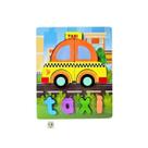 Quebra Cabeca Figura e Palavra MDF Toymix Taxi 12 Pecas Brinquedo Educativo Recreativo