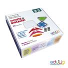 Quebra-cabeça Geométrico Edulig Puzzle Monte e Encaixe - 20 desafios - pense, monte e encaixe sobre a folha desafio - 78 peças, conexões e templates