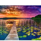 Quebra-cabeça Gerjato Sunset on the Lake 1000 peças para adultos