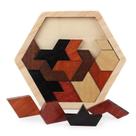 Quebra-cabeça hexagonal de madeira de brinquedo educacional para bebês e crianças