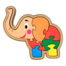 Quebra cabeça Infantil Elefante 7 peças Brinquedos Educativos Madeira Maninho Criança 3 anos