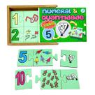 Quebra cabeça Infantil Numeral e Quantidade Libras Brinquedos Educativos Inclusão Social Madeira Simque