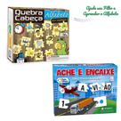 Quebra Cabeça Infantil O Alfabeto em Madeira + Jogo de Tabuleiro Ache e Encaixe - Pais e Filhos