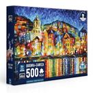 Quebra Cabeça Leonid Afremov Cidade Noite Porto 500 Peças Game Office