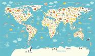 Quebra cabeça mapa mundi ilustrativo 80 pçs - 79x46cm