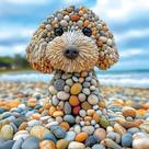 Quebra-cabeça MINIWAN, 500 peças, arte para cães em pedra de praia com pôster