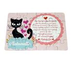 Quebra-Cabeça Personalizado Gatinho Preto Batizado Bebê