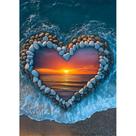 Quebra-cabeça PICKFORU Beach 1000 peças Ocean Heart Sunset