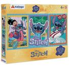 Quebra Cabeça Stitch 300 Peças 3X100 Cena Madeira Reflorestada Lilo Disney Filme Xalingo