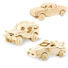 Quebra-cabeças de madeira 3D Georgie Porgy para brinquedos infantis Kits de marcenaria para construção, modelos DIY, kits de quebra-cabeças, pacote com 3 presentes de aniversário (caminhonete de veículos off-road de carros esportivos)