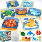 Quebra-cabeças infantis de madeira TOY Life 7 peças de animais marinhos de 1 a 3 anos