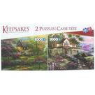 Quebra-cabeças Sure-Lox Keepsakes 1000 peças A Country Welcome & Dogwood Cottage Quebra-cabeças Sure-Lox Keepsakes 1000 peças A Country Welcome & Dogwood Cottage