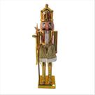 Quebra Nozes Soldadinho Dourado e Branco 38cm
