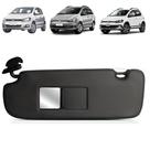 Quebra Sol Preto Canelado com Espelho + Iluminação Volkswagen Fox Spacefox Crossfox 2003 a 2017 Lado Esquerdo Newtec Nt2905cvw
