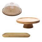 Queijeira Bambu 23cm Prato Para Bolo 20cm Bandeja 34cm Bambu