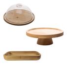 Queijeira Bandeja 24cm Boleira Cozinha Decorada Bambu Marrom