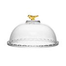 Queijeira Bird Golden 20cm Com Tampa Cristal Grosso De Mesa