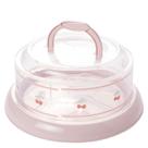 Queijeira com alça e rosca decorada rosa Plasutil ref.5755