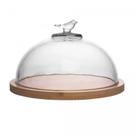 Queijeira com base em bambu bird 20x20x11cm vidro wolff