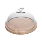 Queijeira com Base em Bambu Wolff Bird com Tampa Vidro
