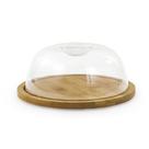 Queijeira de bambu 19 x 8 cm com tampa transparente