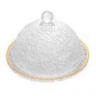 Queijeira de Cristal ecológico(Livre de Chumbo) fio de ouro com tampa Petra 19,5 x 13 cm Queijeira de Cristal ecológico(Livre de Chumbo) fio de ouro com tampa Petra 19,5 x 13 cm