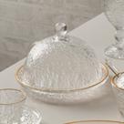 Queijeira de Cristal Martelado com Tampa e Fio de Ouro Petra