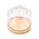 Queijeira de Madeira Natural Pequena 14cm com Tampa de Acrílico R PQ, Cozinha, Mesa Posta