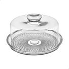 Queijeira de Vidro Luxo Azul Turquesa Vitazza 22cm Sustentável