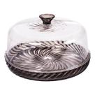 Queijeira Porta Queijo Cristal Fume Glamour Com Tampa 18cm