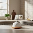 Queijeira Porta Queijo Prato Bambu Mantegueira Porcelana