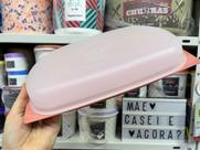 Queijeira Retangular Smart Tupperware Base Rosa