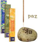 Queimador Incensario Porta Incenso Pedra Japonesa Amor Esperança Paz Vida Varetas