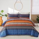 Quilt WONGS BEDDING Boho Fall, tamanho real, laranja, azul, microfibra Quilt WONGS BEDDING Boho Fall, tamanho real, laranja, azul, microfibra
