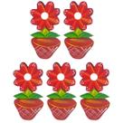 Quinteto De Flor Com Vaso Decorativo De Varanda Jardim Casa Quadro