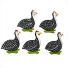 Quinteto De Galinha de Angola Quadro Decorativo Para Jardim Varanda Casa Kit