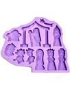 R564 Molde de silicone presépio completo resina decorar