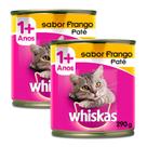 Ração para Gatos Whiskas Adulto 1+ Anos Patê Sabor Frango Lata 290g Kit com duas unidades