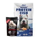 Ração Protein Fish 15kg mais Complemento Alimentar Bully Protein 1,2kg Mais Saude e Vitalidade