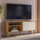 Rack 120cm para TV até 50" 1 Porta Madri Cor Nature e Off White - Peternella Rack 120cm para TV até 50" 1 Porta Madri Cor Nature e Off White - Peternella