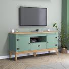 Rack 135cm Colonial X41 Cm 2 Portas 1 Gaveta Verde Mel/Oliva