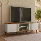 Rack 160cm para TV até 65" 2 Portas Denver Cor Off White e Nature - Peternella