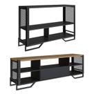 Rack 180 Cm Gaveta Aparador 130 Cm Industrial 17X21 Preto Mell PP
